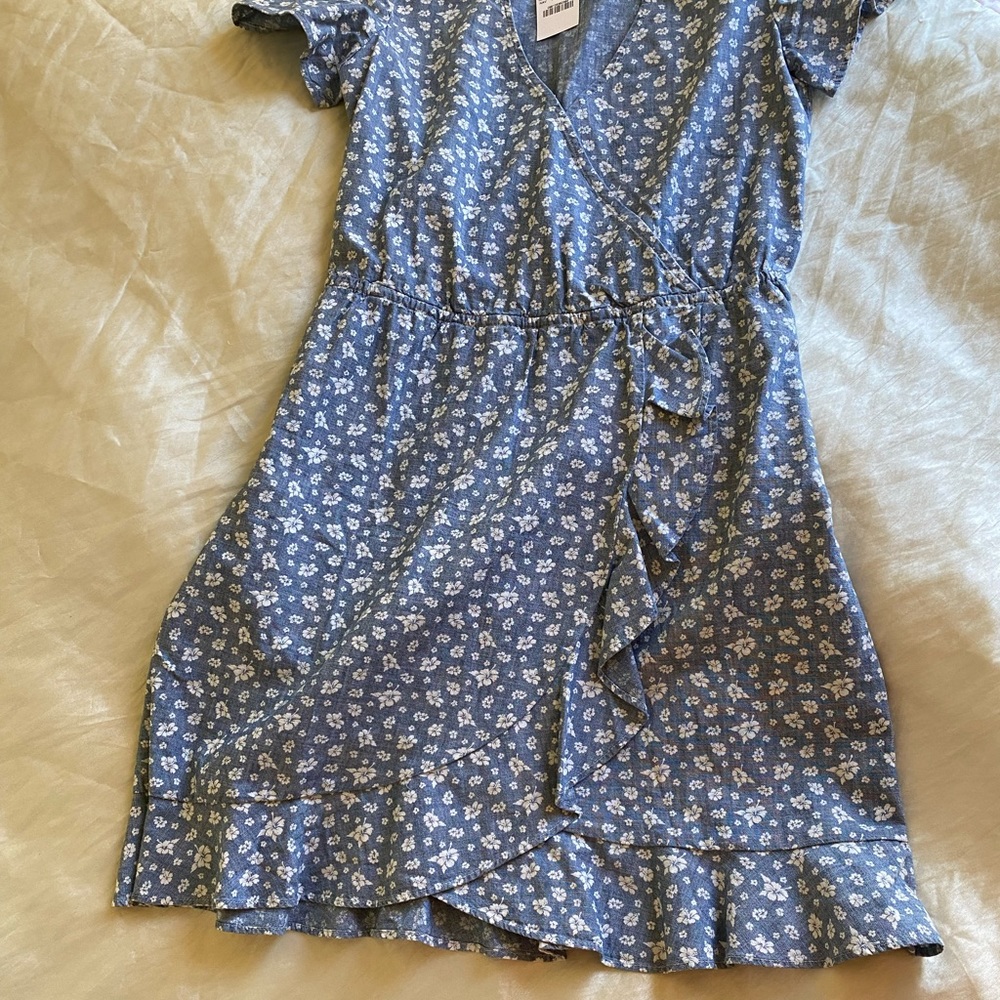 J. Crew Blue Chambray 100% Cotton Faux Wrap Dress size XXS - Picture 13 of 16